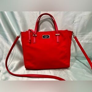Kate Spade - Red Nylon Tote Bag W/detachable & adjustable crossbody strap